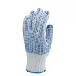 EP munkavédelmi kötött pes/pamut fehér kesztyű, két oldalon kék pettyek 9-es méret