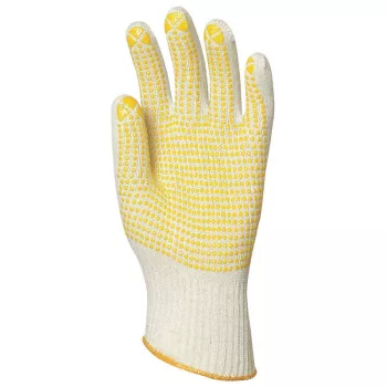   EP munkavédelmi kötött duplaszálas pamutkesztyű, sárga pettyes tenyérrel