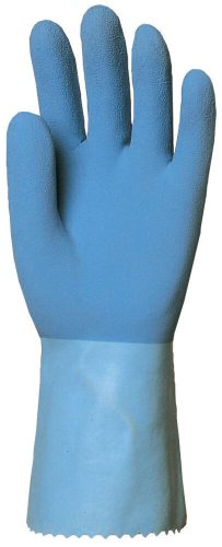 Euro Protection munkavédelmi keszytű sav-, lúg- és vegyszerálló kék színben, csúszás elleni érdesített kézfejrész