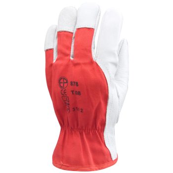   EP munkavédelmi bőrkesztyű, szürke színborjú/piros pamut, csuklógumi