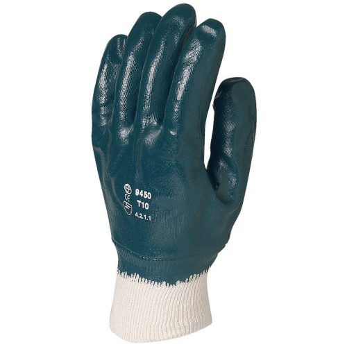 Euro Protection munkavédelmi kézháton csuklóig teljesen mártott kék nitril kesztyű