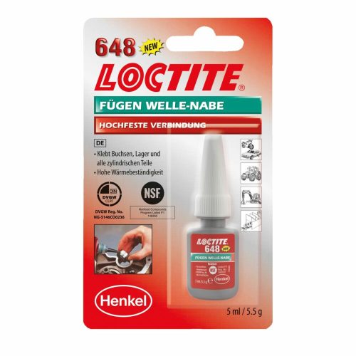 Loctite 648 Nagy szilárdságú olajtűrő és hőálló rögzítő 5 ml