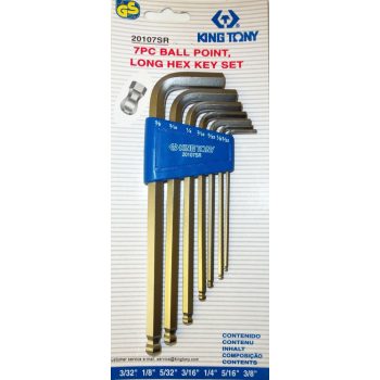   Kingtony 20107SR 7 részes gömbvégű, hosszú imbusz készlet coll