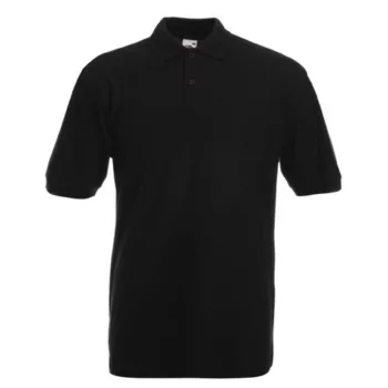   Fruit of the loom Premium rövid ujjú galléros póló fekete színben