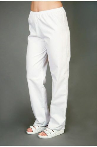 Körgumis női fehér nadrág zsebekkel