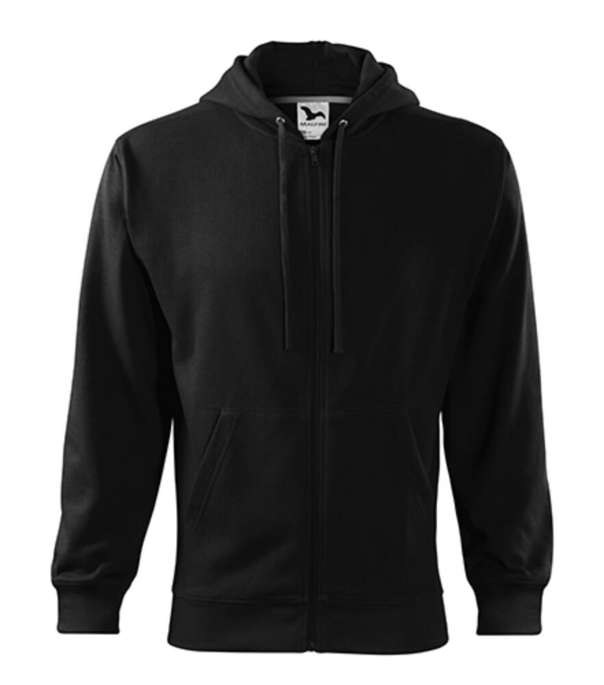 Malfini Trendy Zipper 410 kapucnis pulóver fekete színben