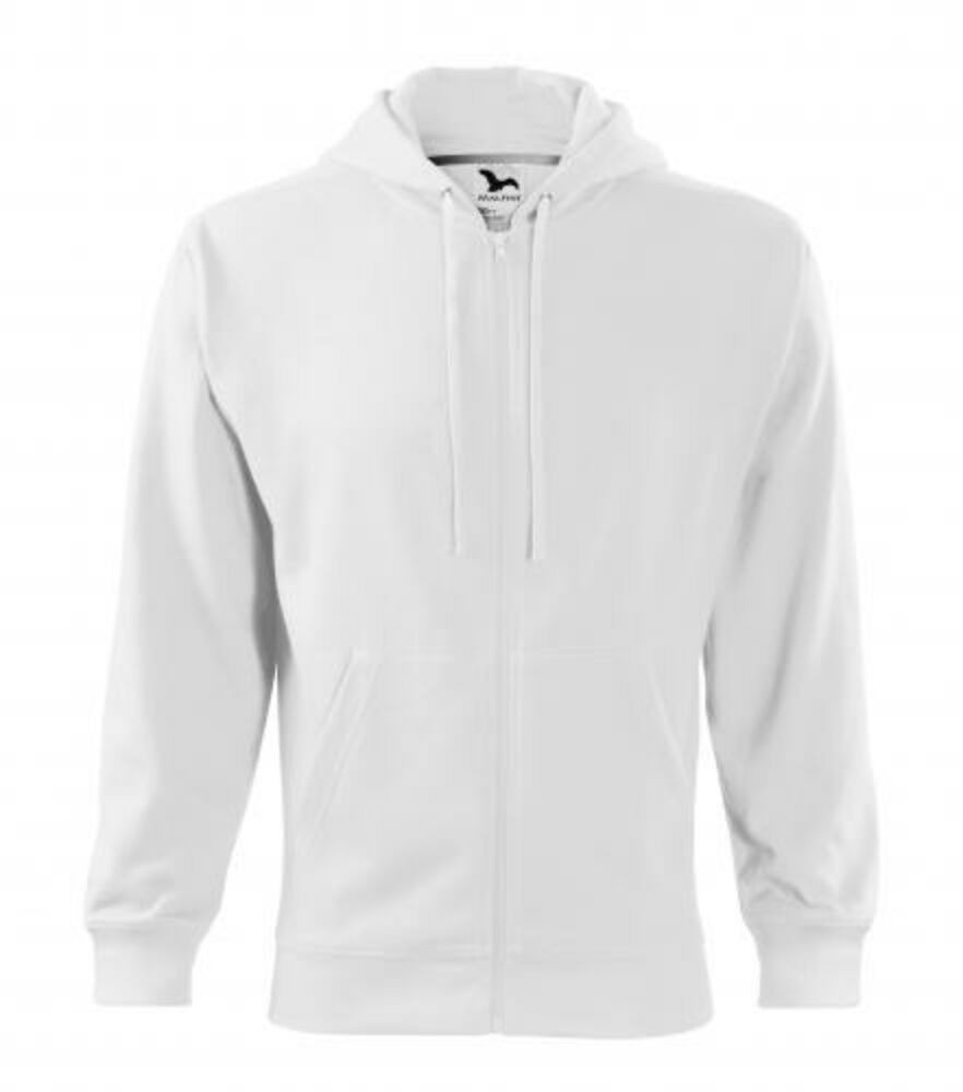 Malfini Trendy Zipper 410 kapucnis pulóver fehér színben