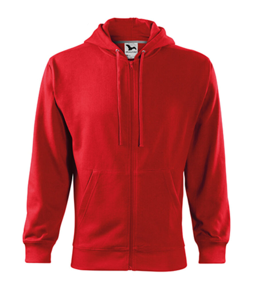 Malfini Trendy Zipper 410 kapucnis pulóver piros színben