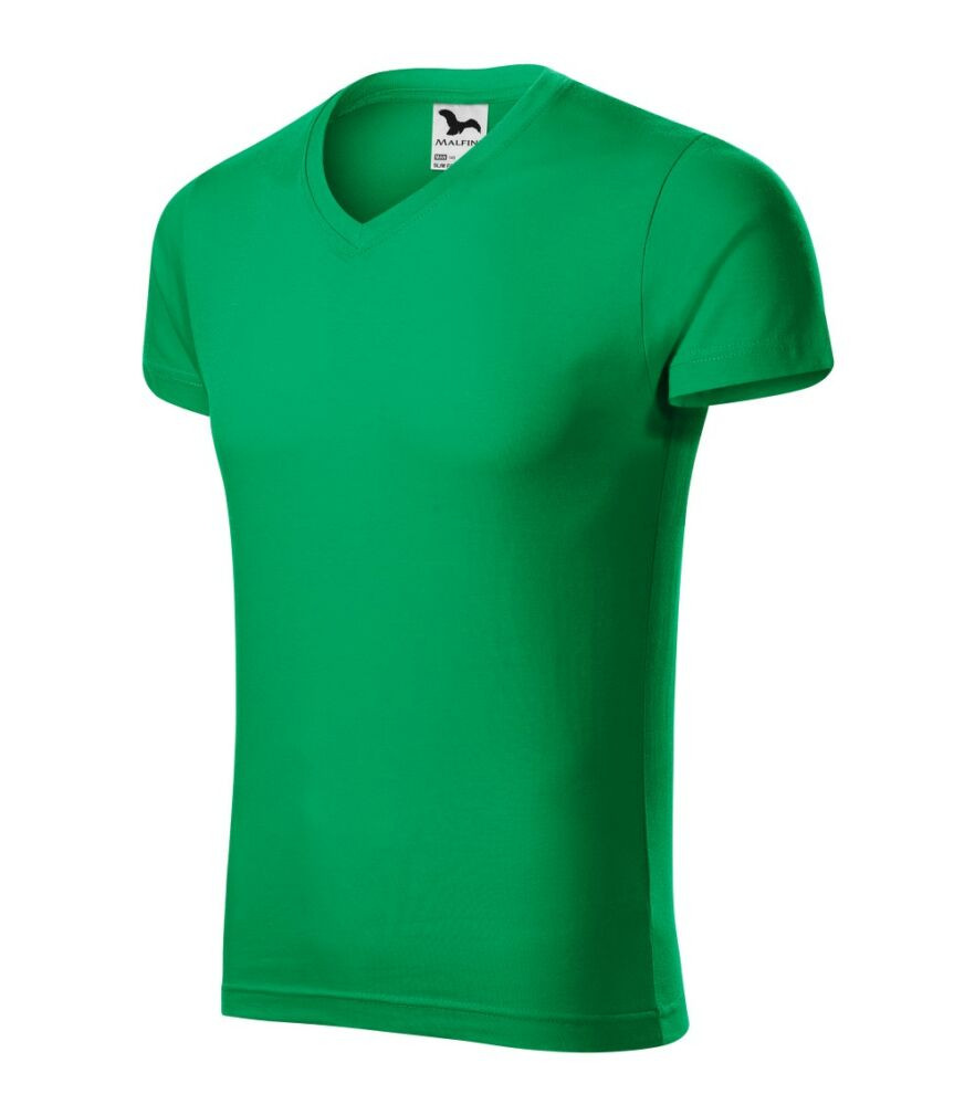 Malfini 146 Slim Fit V-neck férfi póló fűzöld színben