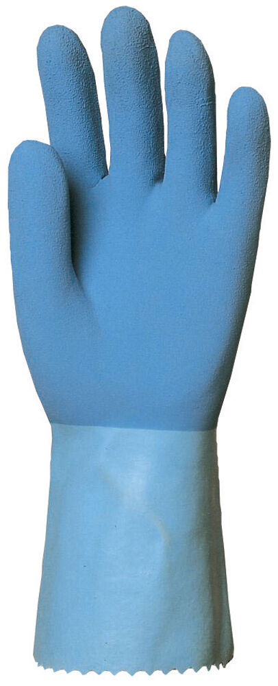 Euro Protection munkavédelmi keszytű sav-, lúg- és vegyszerálló kék színben, csúszás elleni érdesített kézfejrész